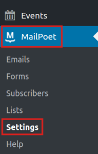 تنظیمات افزونه mailpoet
