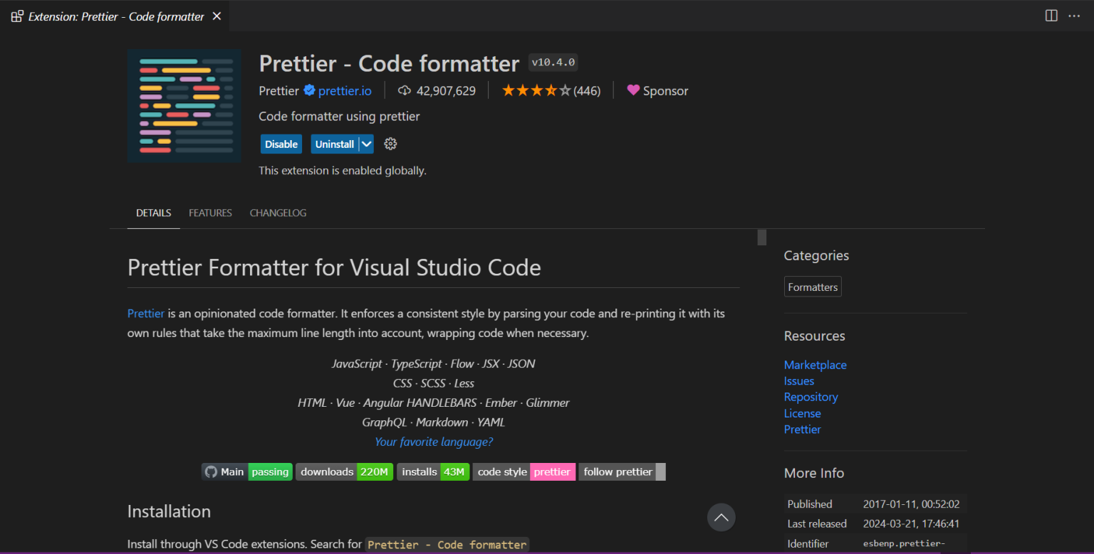 آموزش فرمت بندی کد ها با افزونه Prettier در vscode - ایرانیکا سرور